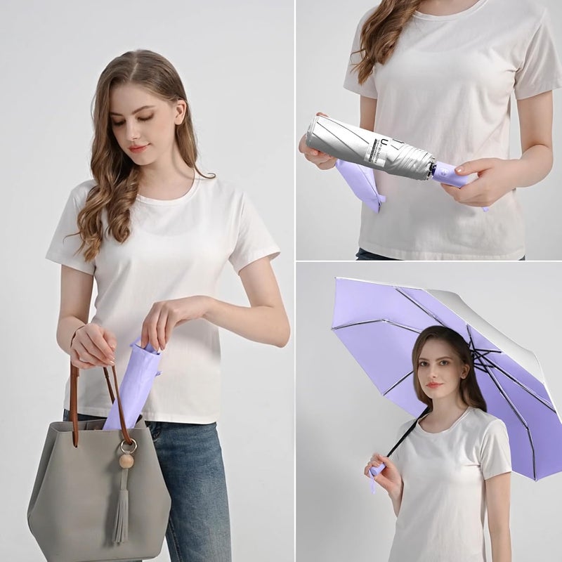 BAODINI Small UV Protection Travel Umbrella Compact for Rain and Sun UPF 50+ Windproof Portable 42 inch Umbrella for Women and Men - Image 4